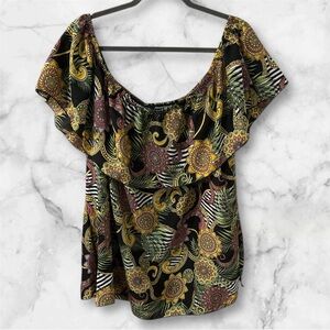 Ashley Stewart multi colored off shoulder ruffle top size 26